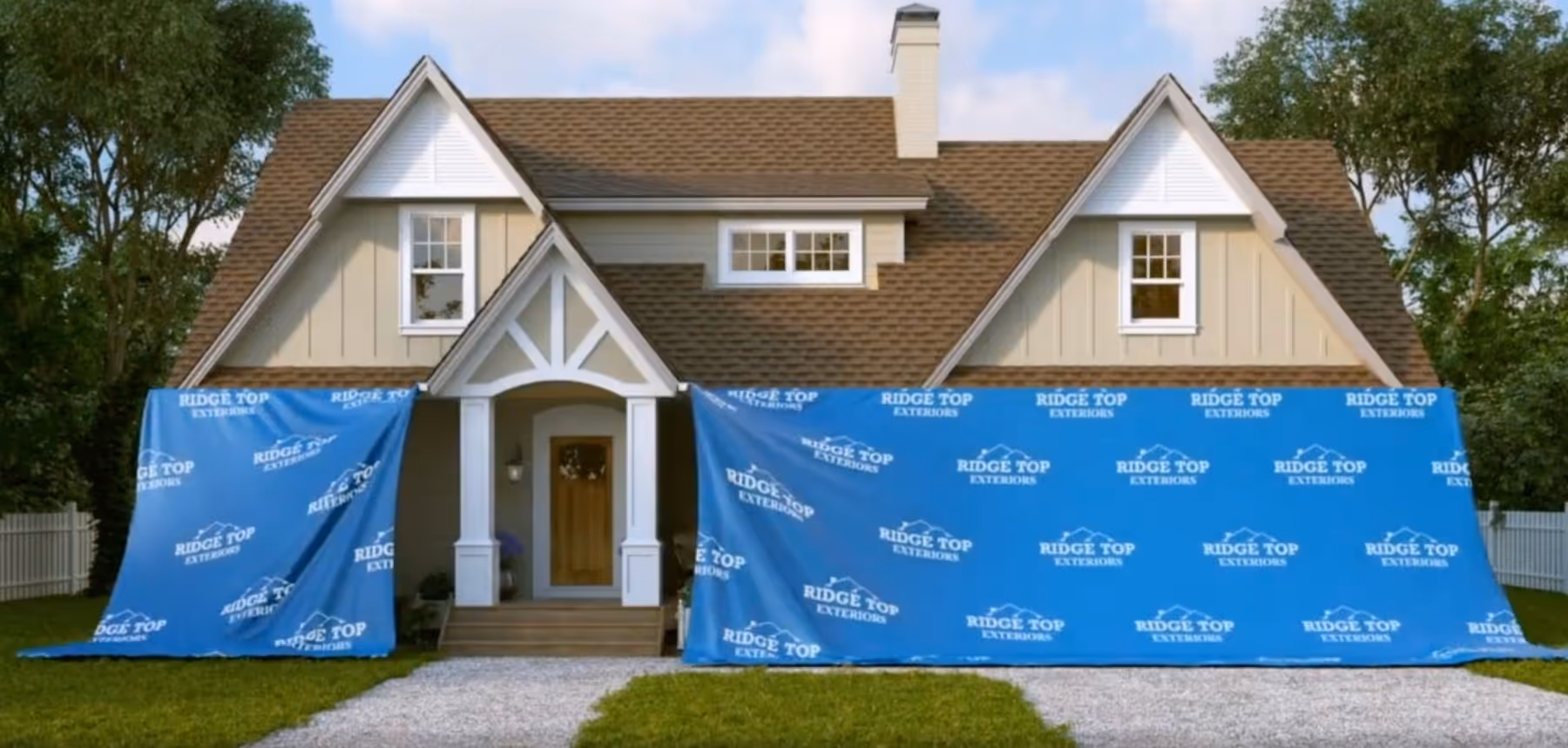 House With Ridge Top Exteriors Tarp